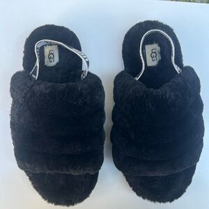UGG Black Plush Slides